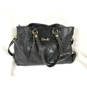 Vintage Coach Ashley F19243 BLACK Leather Gold Tone Hardware and Shoulder Strap